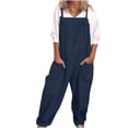 thumbnail image 1 of Yuyuzo Jumpsuits for Women Plus Size Cotton Linen Rompers Sleeveless Baggy Overalls with Pockets, 1 of 7