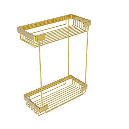 Allied Brass BSK-60DR Double Tier Rectangular Toiletry Shower Basket, Polished Brass