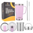 thumbnail image 1 of AVODAH Tea Infuser Mug with Tea Strainer, Two Lids and Straw - Lilac, 1 of 8