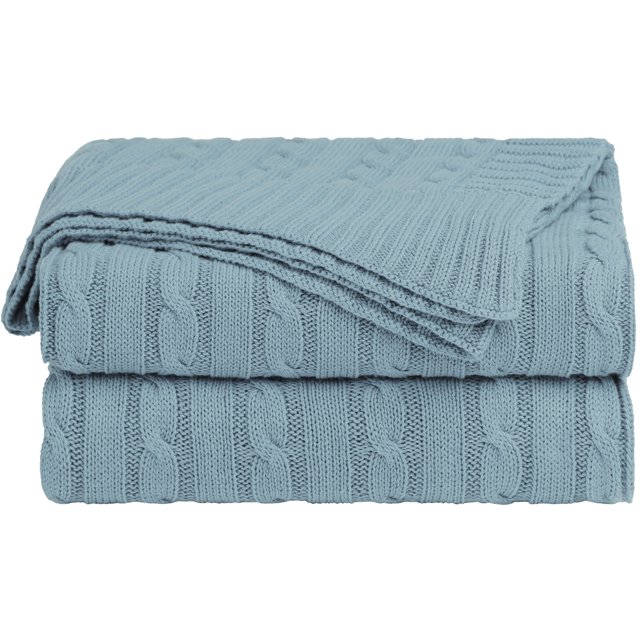 Unique Bargains Cotton Blanket Decorative Cable Knitted Throw Soft Knit Blankets