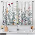 thumbnail image 1 of Flower Leaves Kitchen Curtains - Dark Green Floral Spring Rustic Plant Botanical Cafe Farmhouse Small Short Curtains for Bathroom RV Rod Pocket Window Drapes 24 Inch Length 2 Panels Set, 1 of 5