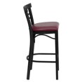thumbnail image 2 of HERCULES Series Black Two-Slat Ladder Back Metal Restaurant Barstool - Burgundy Vinyl Seat, 2 of 6