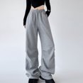 thumbnail image 1 of AherBiu Oversized Womens Sweatpants High Waisted Wide Leg Drawstring Loose Casual Trousers with Pockets, 1 of 4