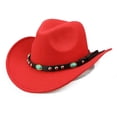 thumbnail image 3 of Jazz Cap Wide Brim Cowboy Style Rivet Roll Up Solid Color Fedora Hat Dress Up Accessory Hat, 3 of 7