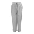 thumbnail image 4 of Womens Casual Pants High Waisted Wide Leg Solid Color Linen Joggers Slacks for Women Grey S, 4 of 5