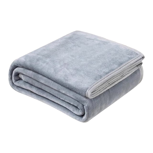 Zanvin Non-Functional Blankets Soft Warm Solid Micro Plush Fleece Blanket Throw Rug Sofa Bedding in gray, measuring 29.37x59.05 inches. Made of polyester, this versatile blanket is suitable for home decor, indoor decoration, and gifting occasions such as Mother's Day or birthdays. The image shows the blanket neatly folded, highlighting its soft and plush texture.