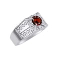 thumbnail image 3 of RYLOS Men's Rings Sterling Silver Designer Starburst 7MM Round Gemstone & Diamond Ring Garnet January Birthstone Rings Size 13, 3 of 7