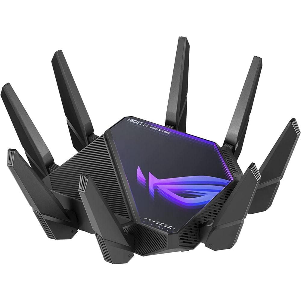 ASUS ROG Rapture GT-AXE16000 Quad-Band WiFi 6E 802.11ax gaming router with new 6 GHz band and dual 10G ports