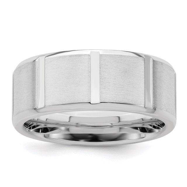 925 Sterling Silver 8mm Brushed Fancy Size 11.5 Band Ring