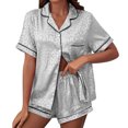 thumbnail image 1 of Kcodviy Ensemble de Peignoir d'Intérieur en Satin Imprimé pour Femmes à Manches Courtes avec Col à Revers Ensemble de Pyjama en Tricot de Soie pour Femmes comme Pyjamas Femmes Confortable Pyjamas pour Femmes Costume Multicolore, 1 of 7
