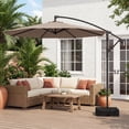 thumbnail image 3 of Costway Parasol Suspendu Déporté de 10 Pi avec Base pour Patio, Rotation à 360°, Brun, 3 of 9