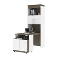 thumbnail image 3 of Bestar Orion 30W Shelving Unit w/ Fold-Out Desk in white & walnut grey, 3 of 6