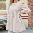 thumbnail image 4 of Pompotops Spring Women's Wear Solid Color Round Neck Seven Point Sleeve Large Swing Loose Casual Top, 4 of 8