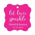 thumbnail image 1 of Darling Souvenir Personalized Fancy Frame Paper Tags Wedding Sparklers Let Love Sparkle Custom Hang Tags-Magenta-50 Tags, 1 of 1
