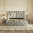 thumbnail image 4 of Velets Queen Bed Frame with Hydraulic Lift Storage, Upholstered Platform Bed, Tufted Headboard, Wood Slats, No Box Spring Needed, 4 of 8