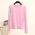 thumbnail image 1 of LNGOOR T-Shirt de Base Uni en Modal à Col Rond à Manches Longues pour Femmes, Automne, T-Shirt de Base, Hauts, T-Shirt Passe-Partout, Grande Taille, sous-Vêtement, 1 of 7