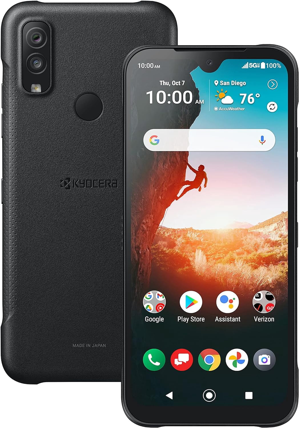 Kyocera DuraSport 5G 64GB Certified Refurbished (CPO) - Black Rugged 5G Unlocked Android Smartphone - IP68 Waterproof MIL-STD-810H 6.1" FHD+ 48MP Push-to-Talk - C6930