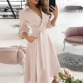 thumbnail image 2 of Women Fashion Pure Color V-Neck Lacing Slim Body Wrap Hips Long Dress, 2 of 6