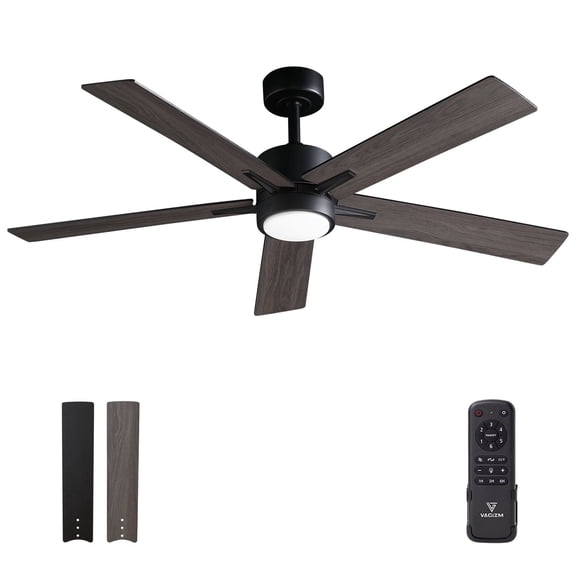 Vagizm Ceiling Fan with Light Remote: 52 inch Modern Bedroom Fans with Dimmable Tri-Color Temperature LED - Quiet Reversible DC Motor - Indoor Outdoor Paito Use