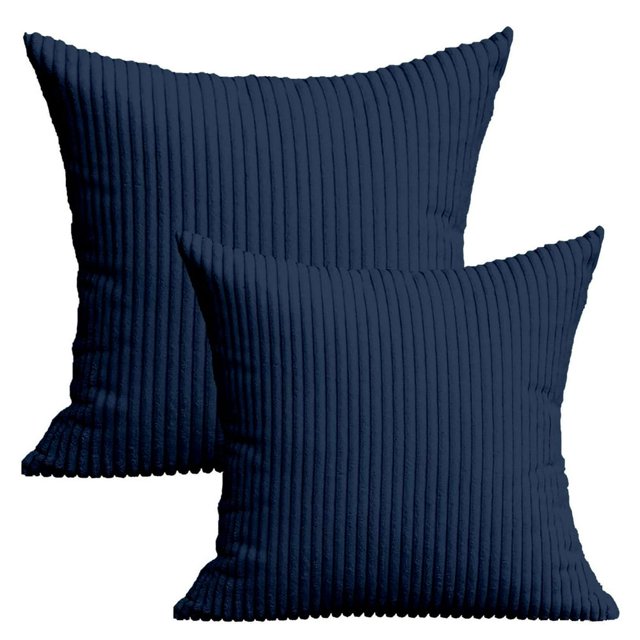 MesaSe Home Textile 20” X 20” Modern Contemporary Transitional Navy Blue Striped Polyester Throw Pillow ( 2 Count) Home Decoration Suitable for Living Room and Bedroom