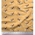 thumbnail image 1 of Soimoi Orange Rayon Fabric Bird,Paw & Cocker Spaniel Dog Fabric Prints By Yard 56 Inch Wide, 1 of 3