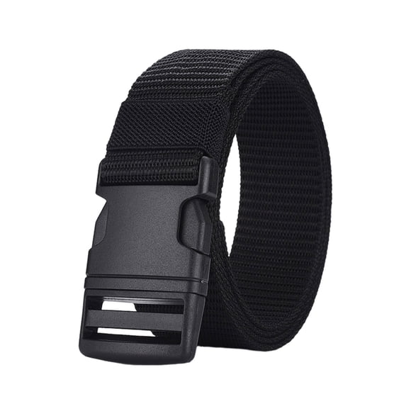 Ceinture en Polyester Non Métallique et Anti-Allergie en Nylon Ceinture Ceinture d'Extérieur avec Boucle en Plastique pour Hommes Plus de Problème Noir 120cm