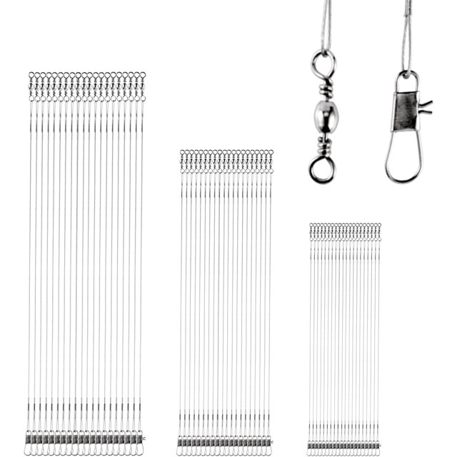 Leader de Pêche en Acier Inoxydable Saltwater Snap Rigs Fil Leader Ligne Haute Résistance Leader de Pêche Appât Nickel Blanc 60 Pcs