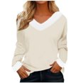 thumbnail image 1 of Timegard Hauts pour Femmes Noël Col en V Confortable Blouse à Manches Longues Automne Hiver Mode Décontractée Couleur Unie, 1 of 4