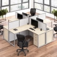 thumbnail image 3 of Easy Office 2 Person Cubicle Desk with Drawers in Natural Elm - Engineered Wood, 3 of 8