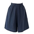 thumbnail image 4 of Meichang Women's Plus Size Cotton Linen Bermuda Shorts, Solid, Elastic Waist, with Pockets, 4 of 4