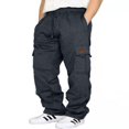thumbnail image 1 of Mens Loose Cargo Pants Cual Drawstring Eltic Waist Wide Leg Athletic Sweatpants Outdoor Trousers, 1 of 4