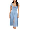 thumbnail image 2 of Pisexur Robe Mi-Mollet Sans Manches à Col en V pour Femme, Aguichant, Col en V, Sans Manches, Colorée, à la Mode, Nouvelle, Décontractée, Taille Haute, Tenue pour Femmes, 2 of 4