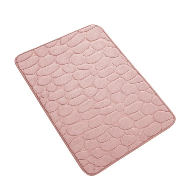 Abbracc 40x60cm Bathmat Quick Absorbent Machine Washable 3D Effect Coral Velvet Bath Rug Pink
