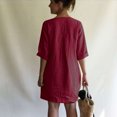 thumbnail image 4 of QIPOPIQ Robes pour Femmes Robe Fumée à Volants Manches Courtes Robe Décontractée Ample Col en V Robe d'Été Robe Unie Offres 2023, 4 of 9