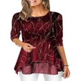 thumbnail image 2 of Women‘s Plus Size Loose 3/4 Sleeves Irregular Casual Tunic  Neck Work Tops, 2 of 2