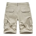 thumbnail image 4 of Birdeem Men Casual Solid Zipper Button Pockets Elastic Waist Cropped Cargo Shorts, 4 of 12