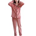 thumbnail image 1 of RKSTN Ensembles de Pyjama pour Femmes 2 Pcs Mode Flanelle Imprimée Poche Manches Longues+ Pantalon Long Ensemble de Pyjama Doux Confortable Pyjamas, 1 of 5