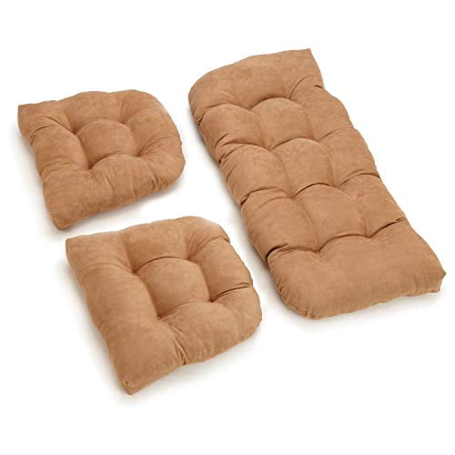 Blazing Needles 93180-S3-MS-CM Coussin de Causeuse Capitonné en Microsuède en Forme de U Ensemble (Ensemble de 3) - Camel
