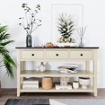 thumbnail image 3 of 50" Solid Wood Console Table Sofa Table with Storage Drawers and Bottom Shelf Entryway Table for Entry Hallway Foyer Sofa Couch Table, Beige, 3 of 8