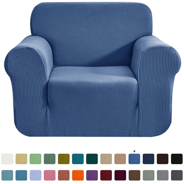 CHOK 2024 1-Piece Checks Stretch Sofa Cover Slipcover Couch Cover Chair Light Gray