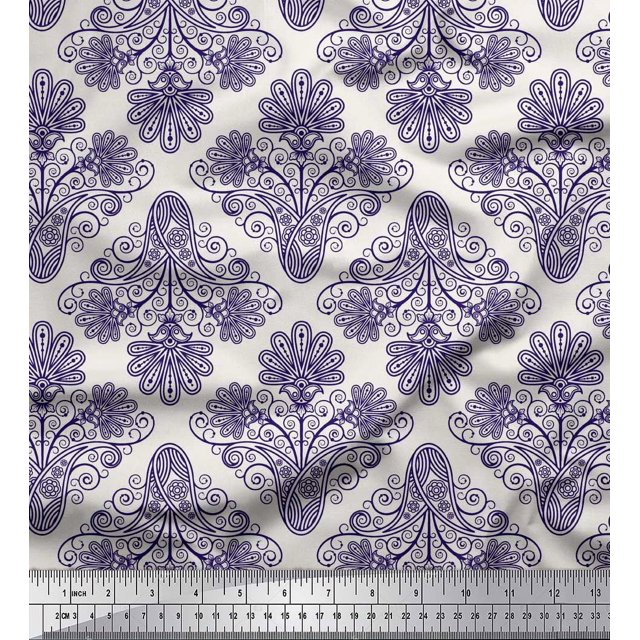 Soimoi Poly Georgette Fabric Swirls & Paisley Decor Fabric Printed Yard 52 Inch Wide