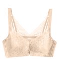 thumbnail image 2 of Meichang Front Closure Bras for Women Plus Size Unpadded Lace Racerback Lightly Buckle Bras Wireless Full Coverage Push Up Bras Comfortable Ultra Thin Everyday Bras Beige M, 2 of 4