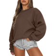thumbnail image 1 of Mefallenssiah Mode Chandail Décontracté à Manches Longues à Col Rond pour Femmes, Coupe Ample, Haut Blouse Kaki m, 1 of 7