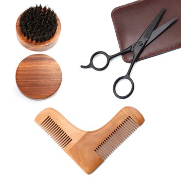 Beard Grooming Kit Professional Beard Comb with Beard Brush & Mustache Scissors