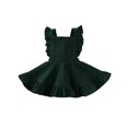thumbnail image 1 of Kmbangi Girls Solid Color Suspender Skirt Sleeveless Square Collar Large Hem High Waist Dress with Ruffles, 1 of 9
