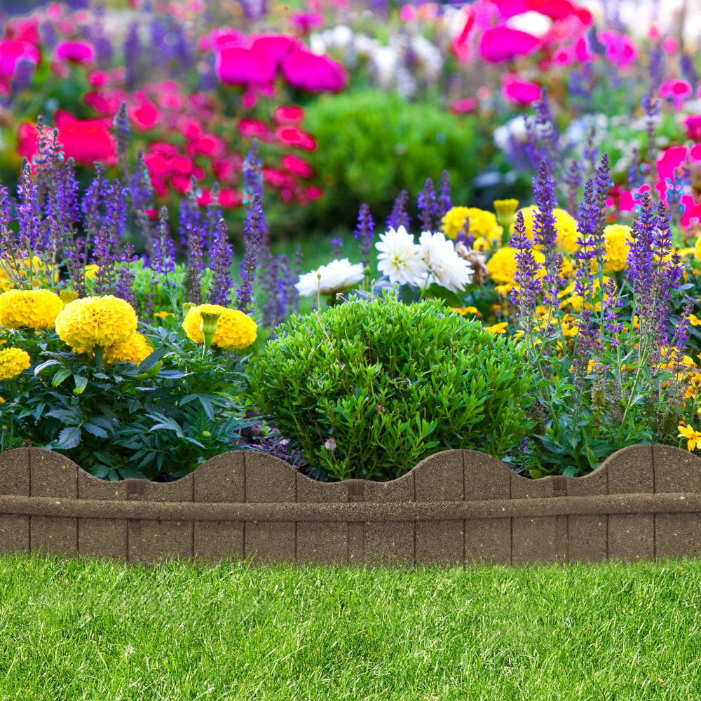 3.25in H x 48in L x 3.24in D Roman Stone Recycled Rubber Garden Border & Edging in Brown, 2-pack