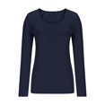 thumbnail image 4 of Chandails à Manches Longues pour Femmes Hauts Ajustés Col Rond T-Shirts Ajustés Hauts de Sortie T-Shirts Basiques Bleu Foncé, 4 of 6