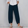 thumbnail image 1 of Women's Summer Comfortable Loose Wide Legged Fashion Solid Color Capris RXIRUCGD Bleu, Taille: 4TG, 1 of 5