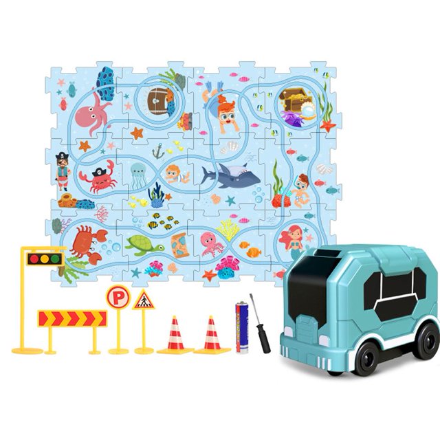Children Educational Puzzle Track Car Play Set DIY car puzzle rail L0 E1O9