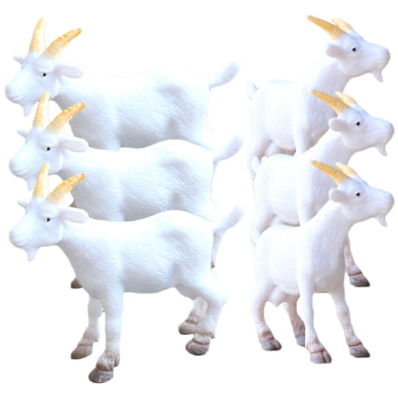 Miangastore 6Pcs Simulated Goat Figurines Small Goat Statues Fake Goat Modeling Crafts Desktop Mini Goat Decors